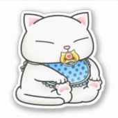 Schattigee Witte Kat Baby Sticker (Voorkant)