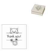 Schattigee witte kat dank u rubberstempel (Gestempeld)