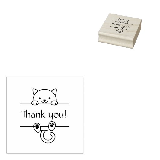 Schattigee witte kat dank u rubberstempel (Gestempeld)