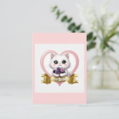 Schattigee Witte Kat Gelukkige Verjaardag Feestdagenkaart (Staand voorkant)