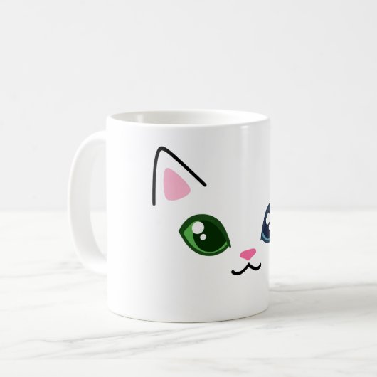 Schattigee Witte Kat Heterochromie Mok (Voorkant links)