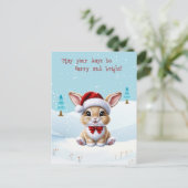 Schattigee Witte Kat in Sneeuwkerst Briefkaart (Staand voorkant)