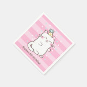 Schattigee witte kat kat meisjes verjaardagsfeestj servetten (Hoek)
