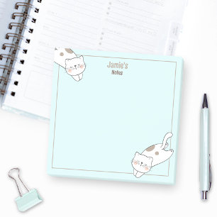 Schattigee Witte Kat Kitten Kat Blauwe Naam Post-it® Notes
