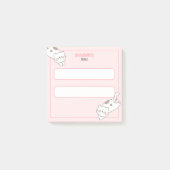 Schattigee Witte Kat Kitten Kat Grafiek Roze Girly Post-it® Notes (Voorkant)
