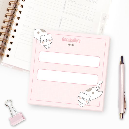 Schattigee Witte Kat Kitten Kat Grafiek Roze Girly Post-it® Notes