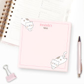 Schattigee Witte Kat Kitten Kat Roze meisjesnaam Post-it® Notes