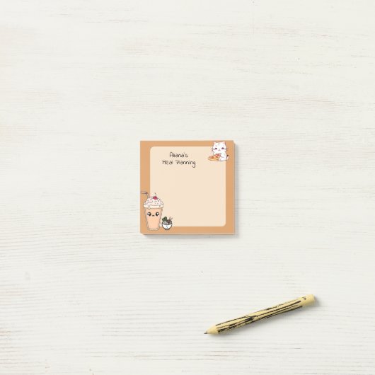 Schattigee Witte Kat Memo Maaltijd Planning kawaii Post-it® Notes (Op bureau)