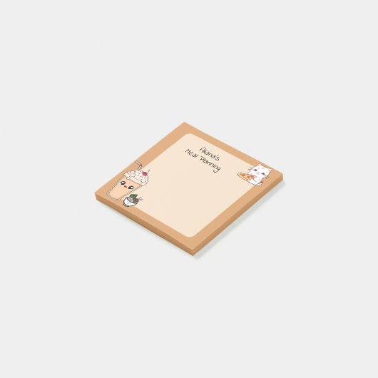 Schattigee Witte Kat Memo Maaltijd Planning kawaii Post-it® Notes (Schuin)