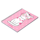 Schattigee witte kat met brillen & Polka Dot Patte Notitieboek (Linkerzijde)