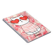 Schattigee witte kat met een bril Monogram Notitieboek (Rechterzijde)