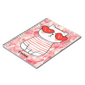 Schattigee witte kat met een bril Monogram Notitieboek (Linkerzijde)