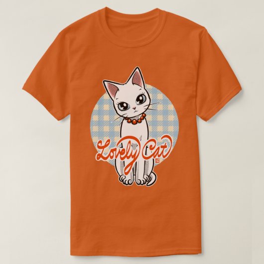 Schattigee witte kat mistig t-shirt (Design voorkant)