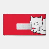 Schattigee Witte Kat Slaapbank Mat (Keyboard & Muis)