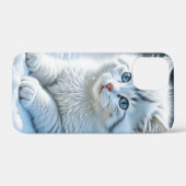 Schattigee witte kat spelen in de sneeuw Case-Mate iPhone case (Achterkant (horizontaal))