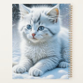 Schattigee witte kat spelen in de sneeuw gepersona planner (Achterkant)