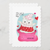 Schattigee Witte Kat  Valentijn Feestdagenkaart (Voorkant / Achterkant)
