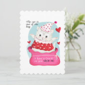 Schattigee Witte Kat  Valentijn Feestdagenkaart (Staand voorkant)