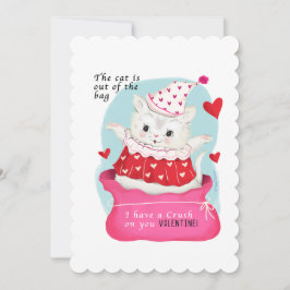 Schattigee Witte Kat  Valentijn Feestdagenkaart