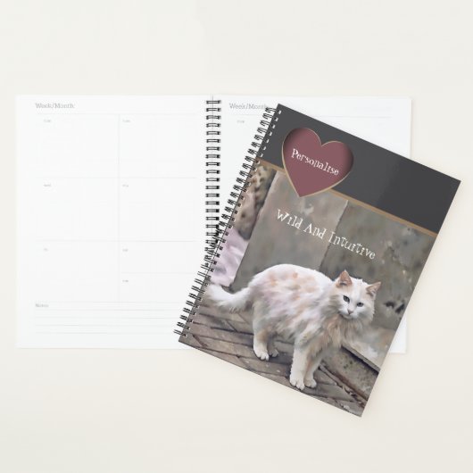 Schattigee Witte Kat Wilde Quote Grijze Dagboek Planner (Display)