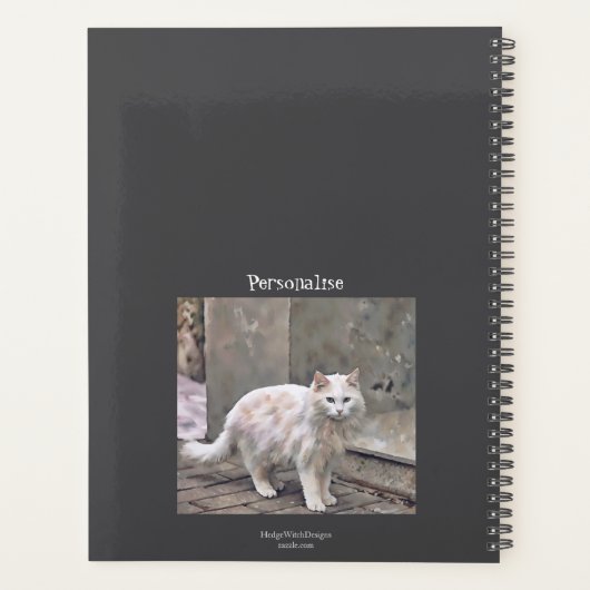Schattigee Witte Kat Wilde Quote Grijze Dagboek Planner (Achterkant)