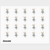 Schattigee witte kattenballerina dansballet ronde sticker (Vel)
