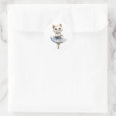 Schattigee witte kattenballerina dansballet ronde sticker (Tas)