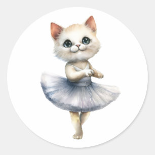 Schattigee witte kattenballerina dansballet ronde sticker