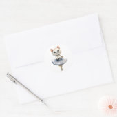 Schattigee witte kattenballerina dansballet ronde sticker (Envelop)