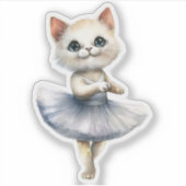 Schattigee witte kattenballerina dansballet sticker (Voorkant)