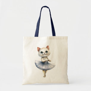 Schattigee witte kattenballerina dansballet tote bag