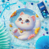 Schattigee witte kattenvlinder papieren bordje (Feest)