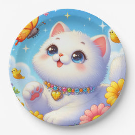 Schattigee witte kattenvlinder papieren bordje