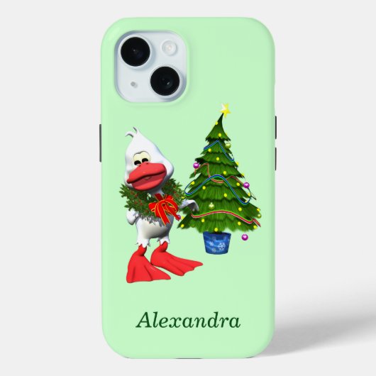 Schattigee witte kerst eend met een krans Case-Mate iPhone case (Achterkant)