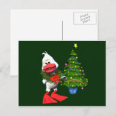Schattigee witte kerst eend met een krans feestdagenkaart (Voorkant / Achterkant)