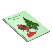 Schattigee witte kerst eend met een krans notitieboek (Rechterzijde)