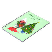 Schattigee witte kerst eend met een krans notitieboek (Linkerzijde)