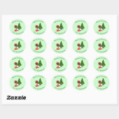 Schattigee witte kerst eend met een krans ronde sticker (Vel)