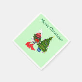Schattigee witte kerst eend met een krans servetten (Hoek)