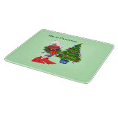 Schattigee witte kerst eend met een krans snijplank (Hoek)