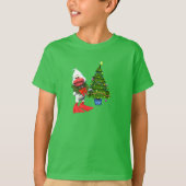 Schattigee witte kerst eend met een krans t-shirt (Voorkant)