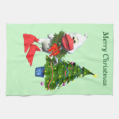 Schattigee witte kerst eend met een krans theedoek (Horizontaal)