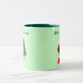 Schattigee witte kerst eend met een krans tweekleurige koffiemok (Center)