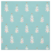 Schattigee witte kerstbomen op lichtblauw stof (Swatch)