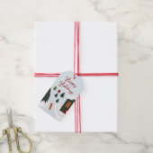 Schattigee witte kersthond die sneeuwengelen maakt cadeaulabel (Met Touw)