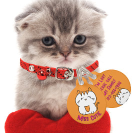 Schattigee Witte Kitten Cartoon Kawaii Sinaasappel Huisdierpenning