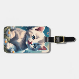 Schattigee Witte Kitten Kat Acryl Bagagelabel