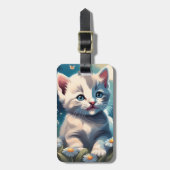 Schattigee Witte Kitten Kat Acryl Bagagelabel (Voorkant verticaal)