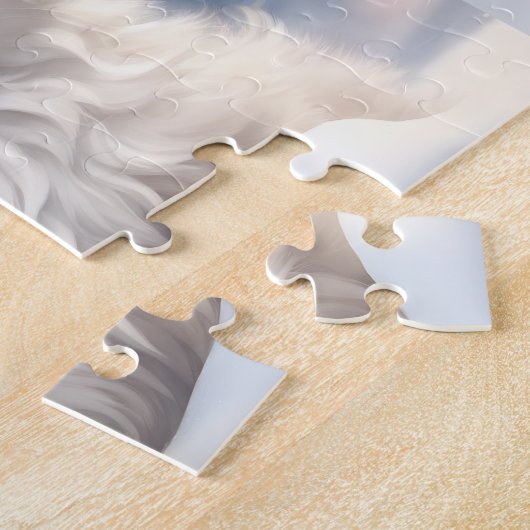 Schattigee Witte Kitten Kat Winter Snow Custom Nam Legpuzzel (Zijkant)