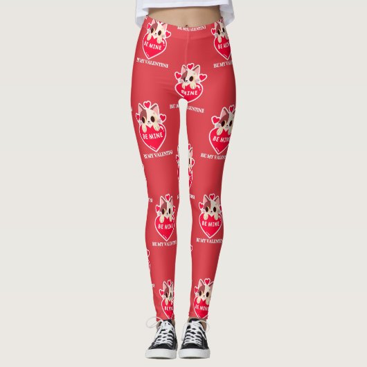 Schattigee witte kitten met hart leggings (Voorkant)